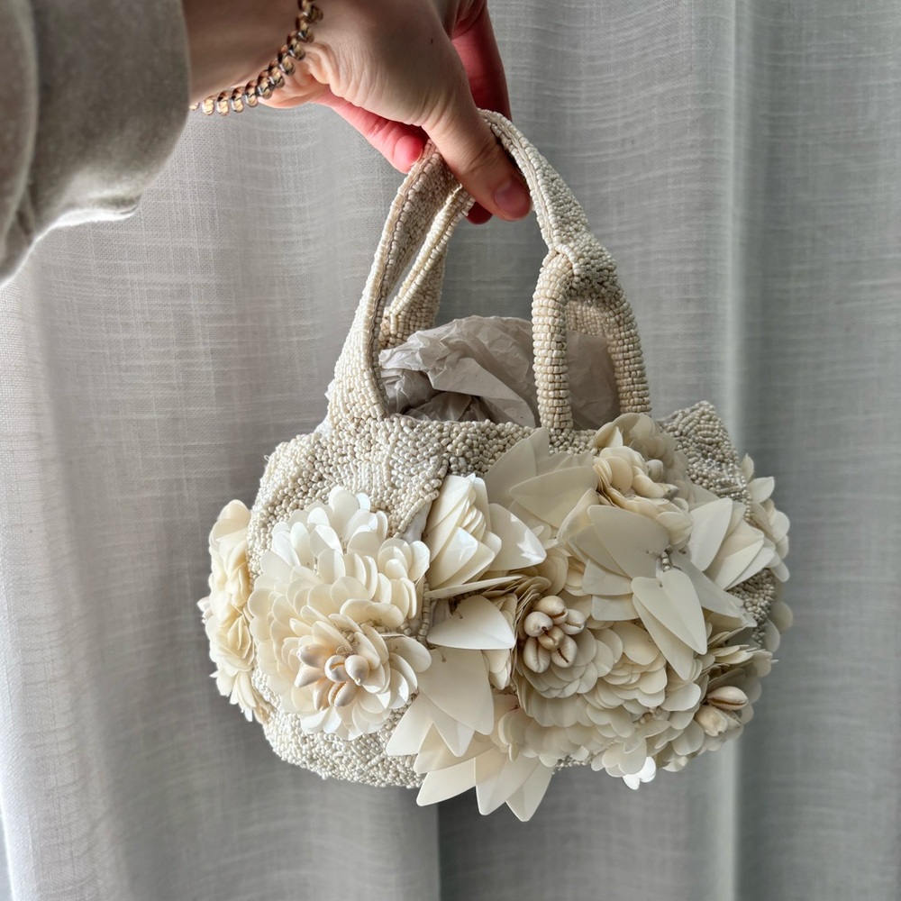 Bridal White Beaded Mini Bag